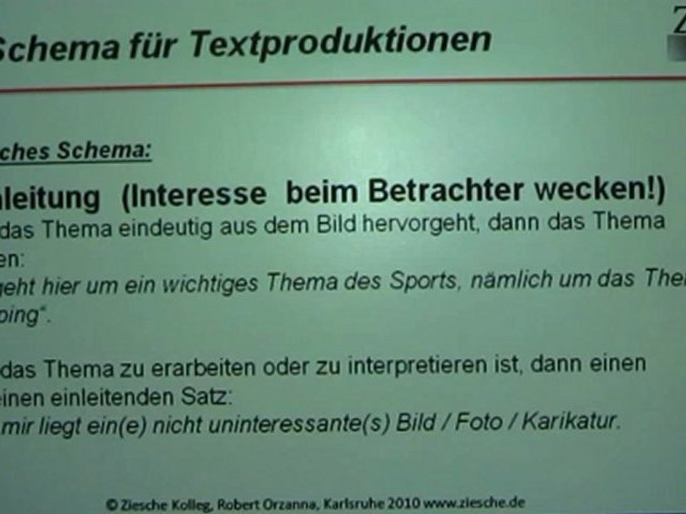 A2-DSH Schema für Textproduktionen Bildbeschreibung Teil 1
