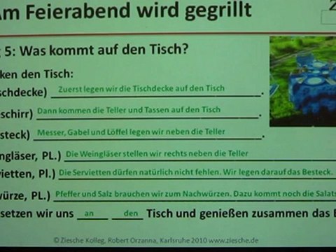 A1 Lesetext A1 mit Übungen Wir grillen im Garten Teil 02 - Wir decken den Tisch