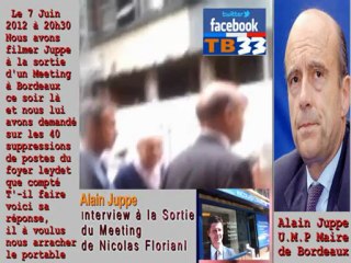 Film avec un portable d'Alain Juppe à la  sortie d'un  Meeting le Jeudi 7 juin à 20h30