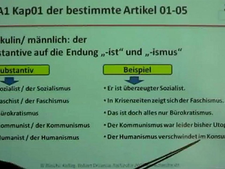 A1.2 Geschlecht der Substantive01-05maskulin -ist, -ismus