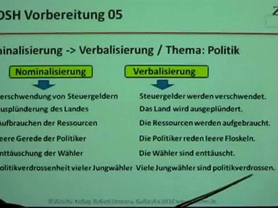 DSH-Vorbereitung Verbalisierung05 Politik