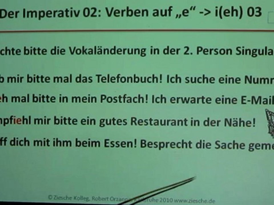 Deutsch lernen A1 Der Imperativ 02 starke Verben auf 'e' 03