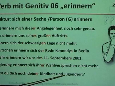 Deutsch lernen A2 Verben mit Genitiv: erinnern