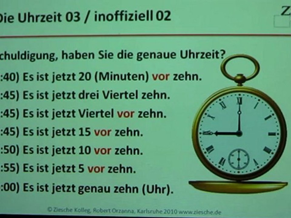 Deutsch lernen A1 Die Uhrzeit 03 inoffiziell 02