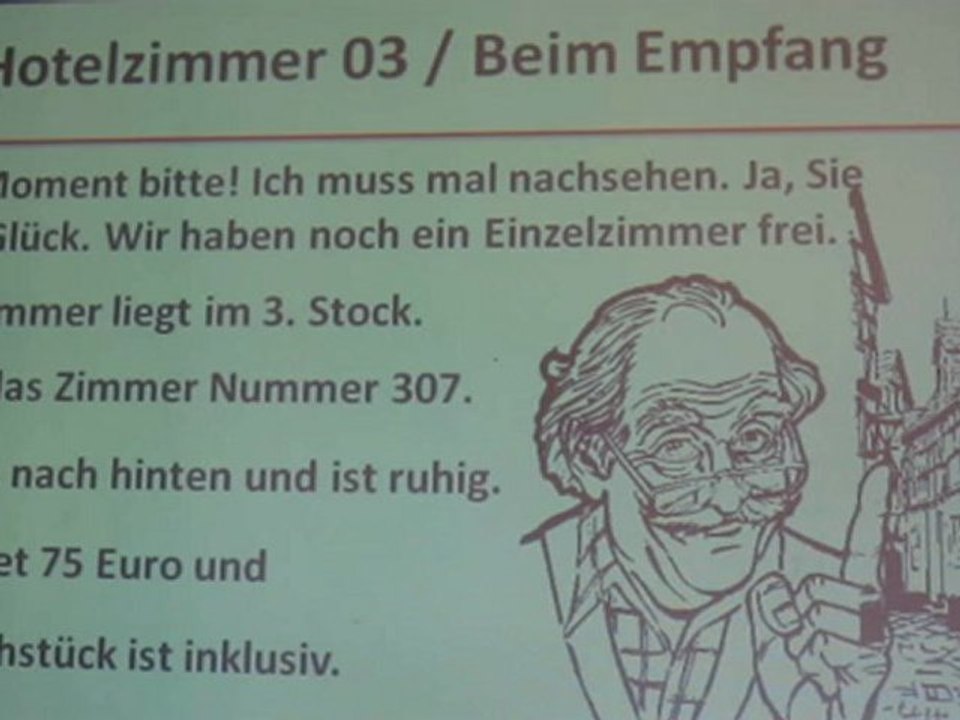 Deutsch lernen A1 Hotelsuche Empfang