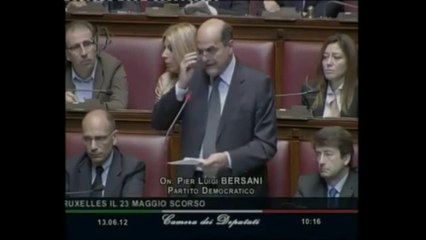 Bersani - Serve un cambio di passo netto e urgente per salvare l'euro (13.06.12)