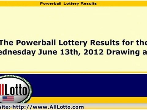 Powerball Lottery Drawing Results for June 13, 2012