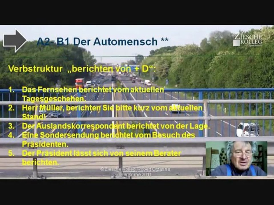 A1 A2 Verbstruktur berichten von + D