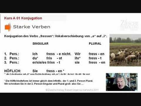 Kurs A1 Kap 01 Konjugation 01 fressen starke Verben Änderung