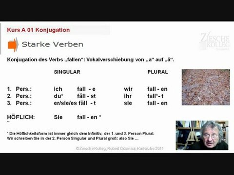 Kurs A1 Kap. 01 Konjugation 01 fallen starke Verben Änderung des Stammvokals
