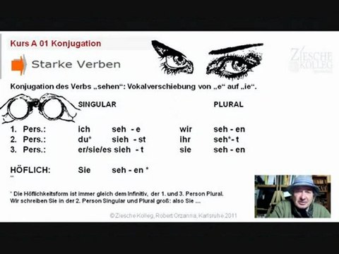 Kurs A1 Kap. 01 Konjugation 01 sehen starke Verben Änderung des Stammvokals