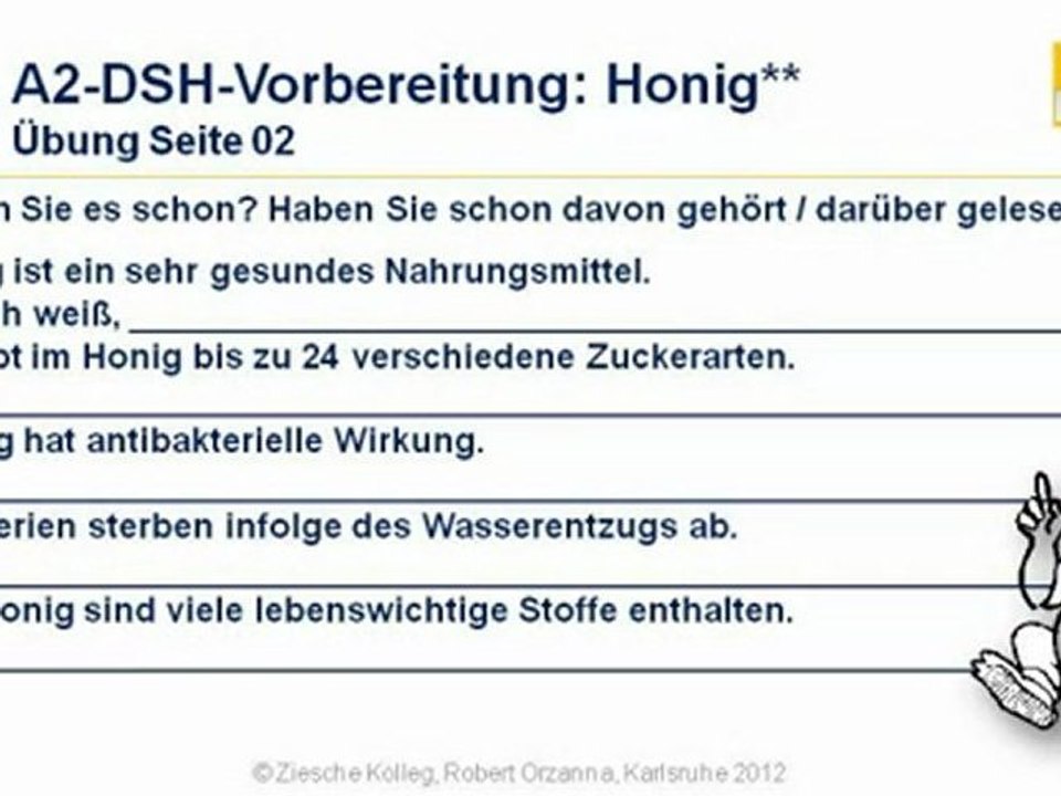 A2-DSH-Vorbereitung Übung 02 Honig statt Industrie-Zucker