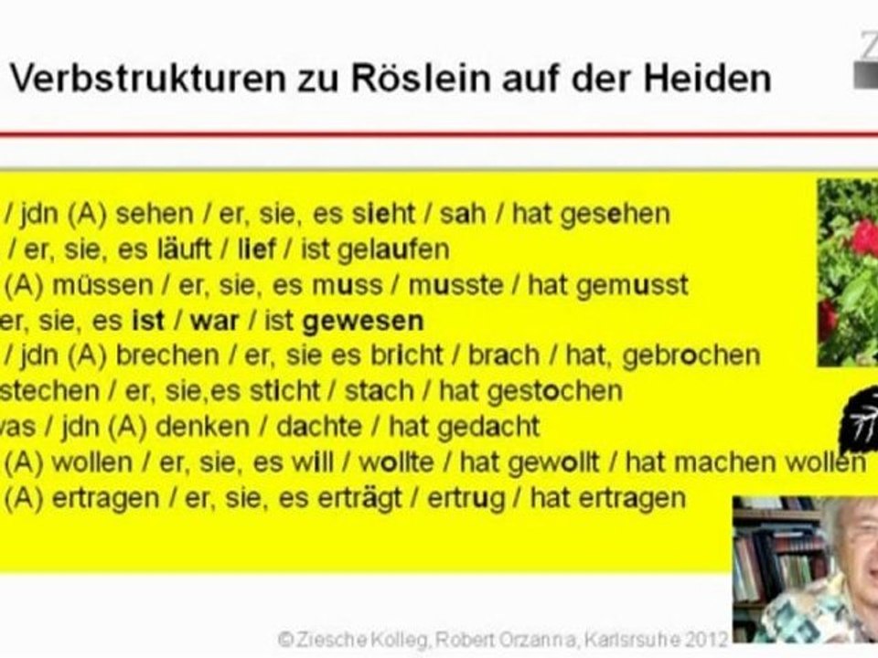 A1-A2 Röslein auf der Heiden Verbstrukturen