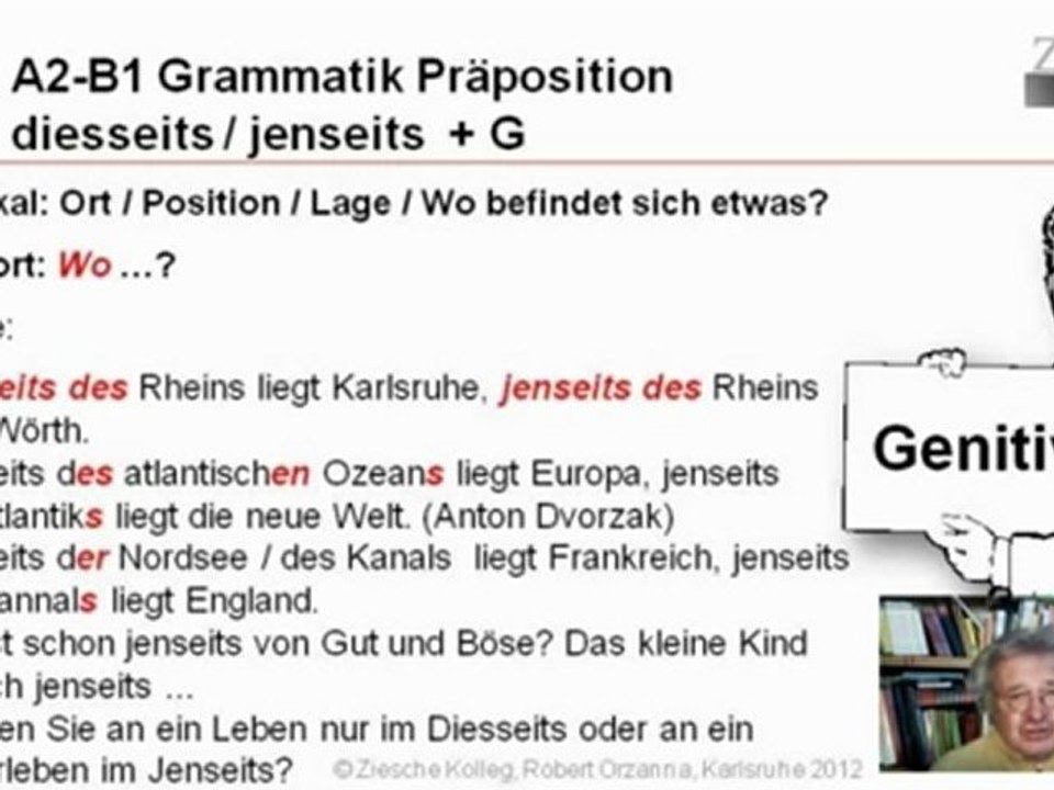A1-b1 präpositionen diesseits und jenseits + genitiv