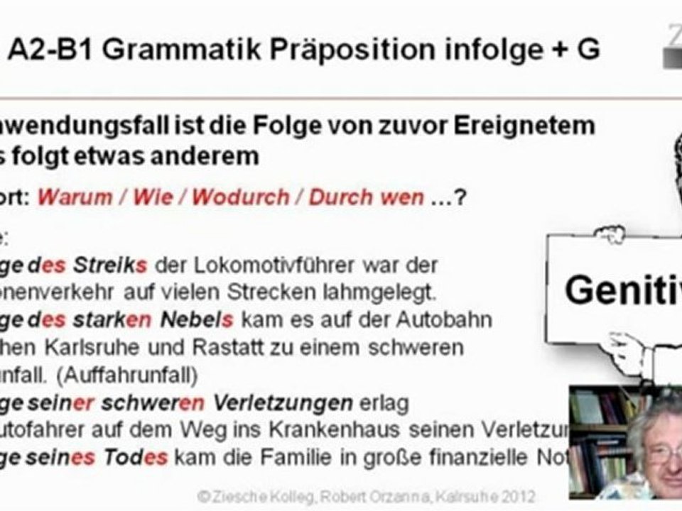 A1-A2 Präposition mit Genitiv infolge + G