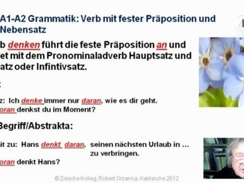 A1-A2 Grammatik Verb mit fester Präposition und Nedbensatz
