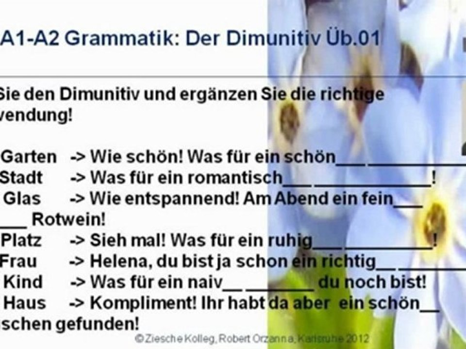 A1-A2 Grammatik Dimunitiv u Deklination Üb.01