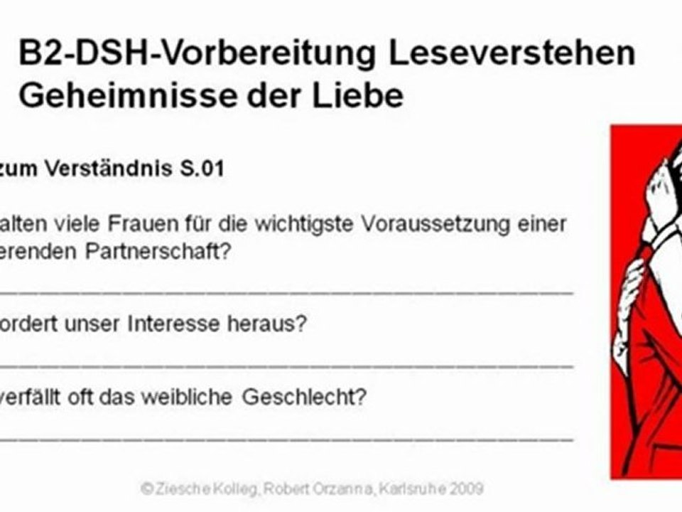 B2-DSH-Vorbereitung Fragen zum Leseverstehen Thema Liebe S.01