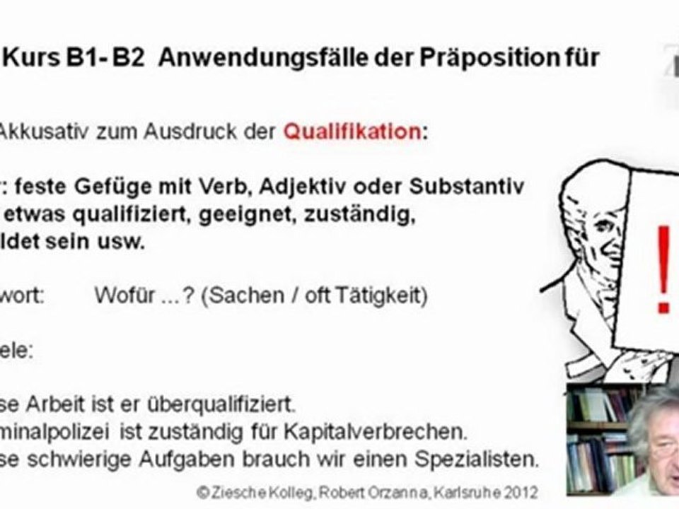 Kurs B1-B2 Grammatik Vertiefung Präposition für 06