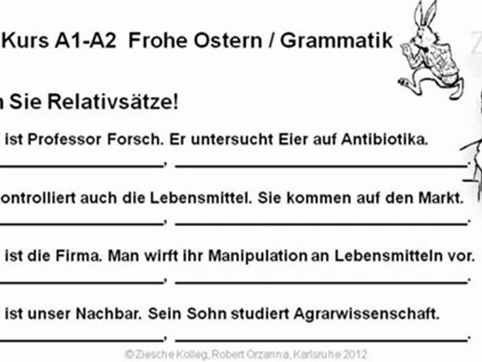 A1-A2 Frohe Ostern Grammatik Relativsatz