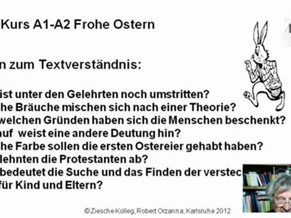 A1-A2 Fragen zum Verstehen des Textes Frohe Ostern