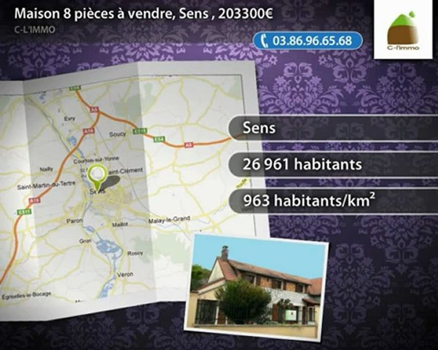 Maison 8 pièces à vendre, Sens , 203300€