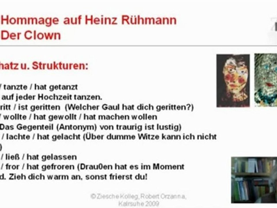 A2-B2 Hommage auf Rühmanns Clown Wortscharts und Strukturen