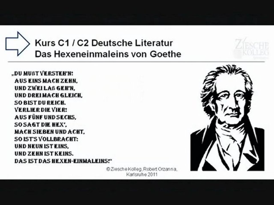 Kurs C1-C2 deutsche Literatur Goethes Hexeneinmaleins