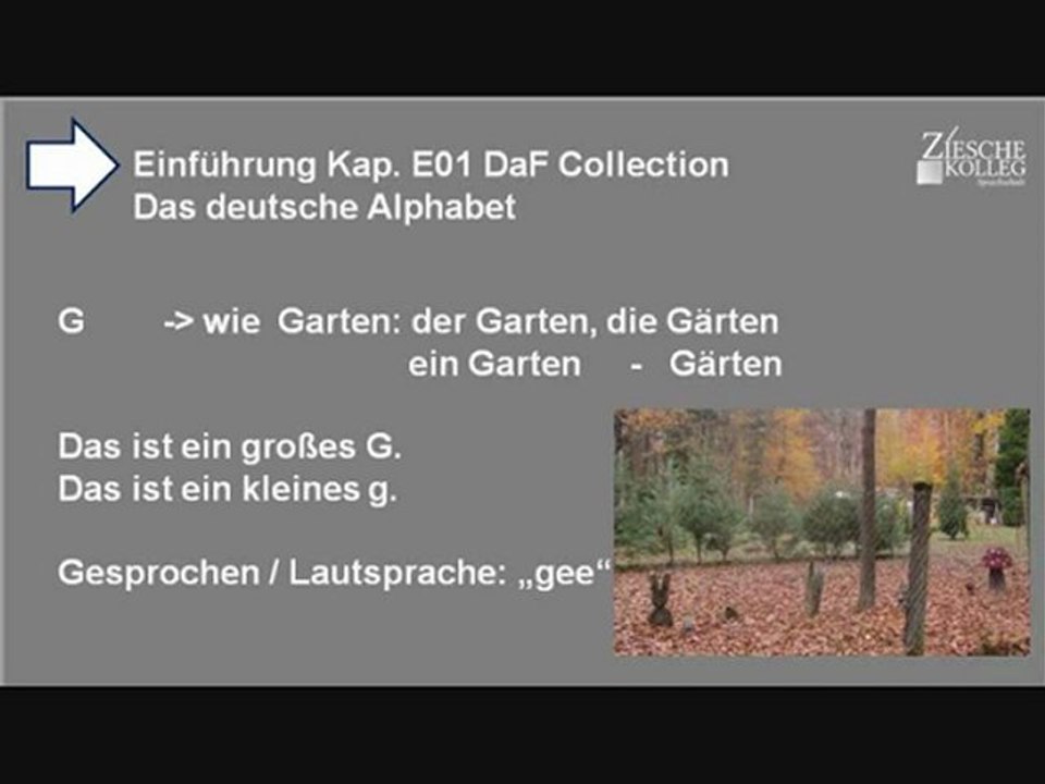 Kap. Einführung 01  Das deutsche Alphabet G
