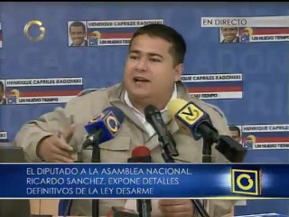 Diputado Ricardo Sánchez presenta detalles del proyecto de Ley Desarme