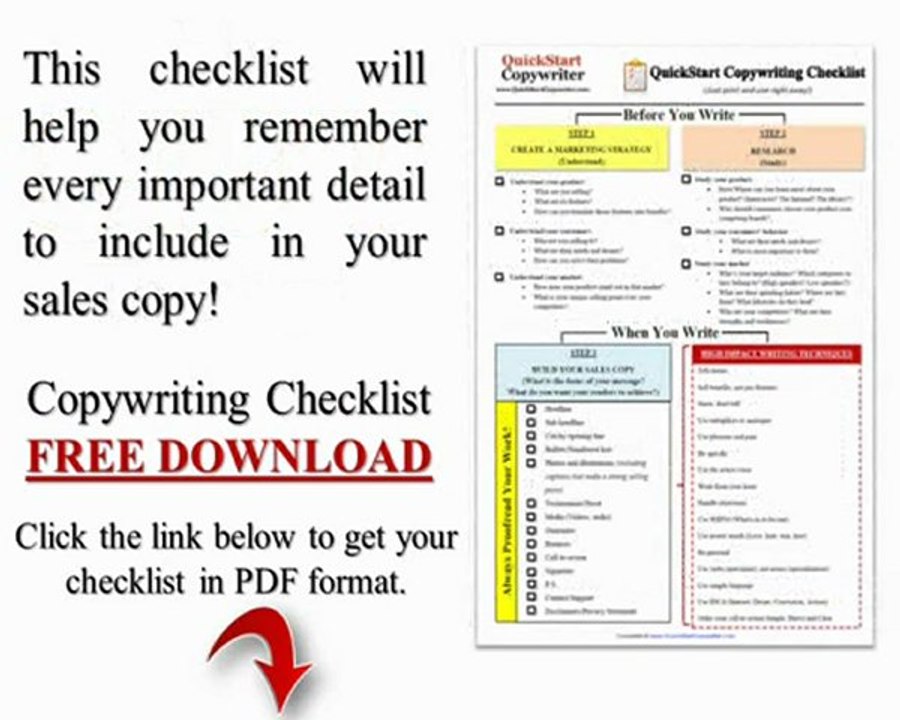 QuickStart Copywriting Checklist (Free PDF Download)