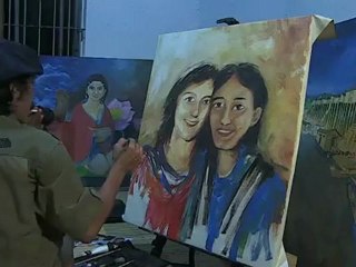 Timelapse of Portrait Painting, Pontianak, Kalimantan, ...