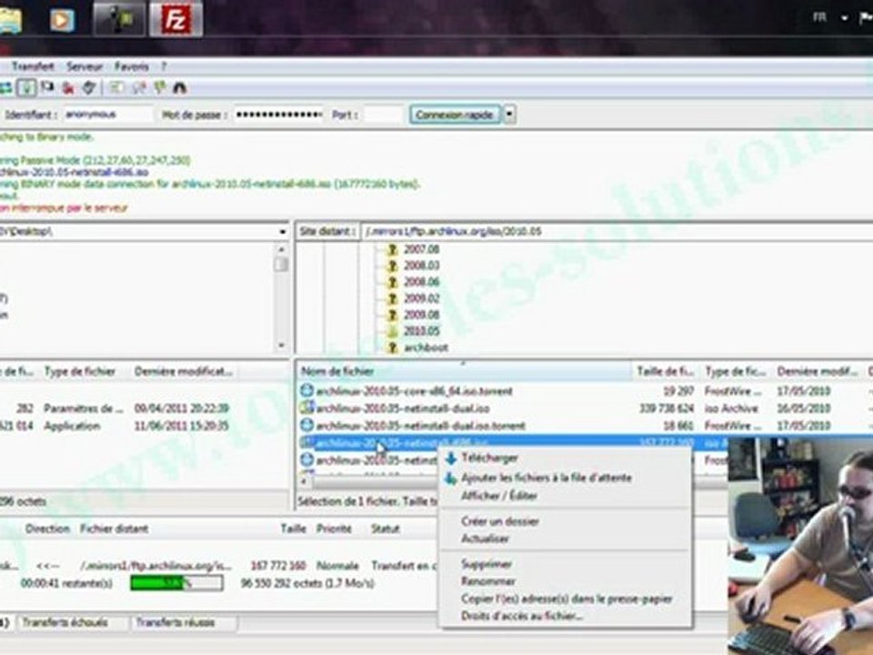 Présentation du programme Filezilla