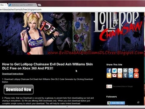 Lollipop Chainsaw Evil Dead Ash Williams Skin DLC Free on Xbox 360 And PS3
