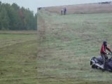 Snowmobile Drag Racing on Grass