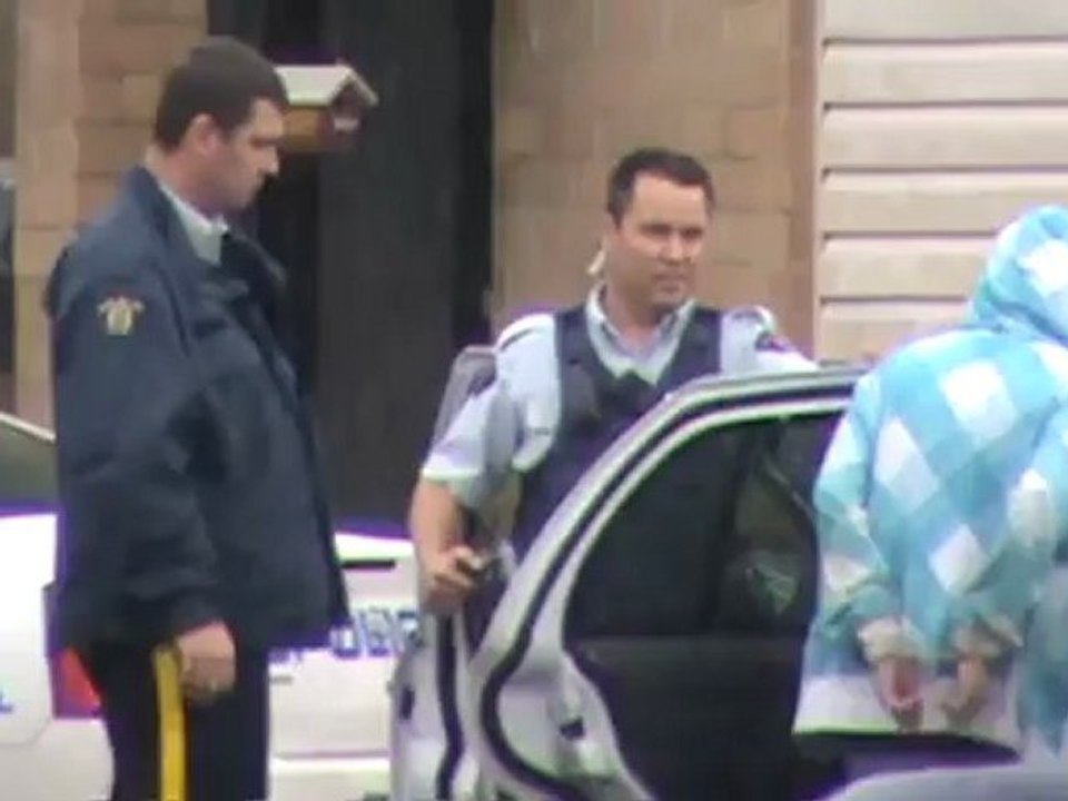 Male being handcuffed by RCMP Salter Ave.