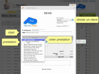 Créer une Prestation via un Devis avec le logiciel de facturation FACTOMOS.