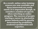 Aspects to Consider When Selecting an Online Solar Training Course