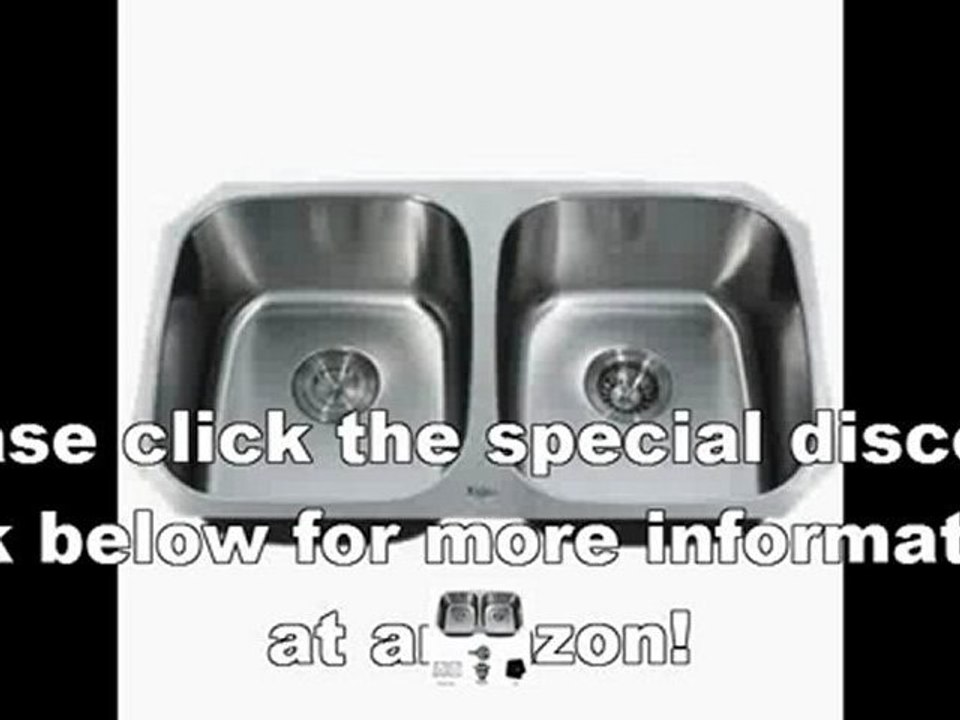 Best Buy Kraus KBU22 32-Inch Undermount 50-50 Double Bowl 16 gauge Kitchen Sink, Stainless Steel