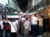 Syria فري برس  دمشق مظاهرة سوق  مدحت باشا  إضراب دمشق مفتاح النصر 19 6 2012 Damascus