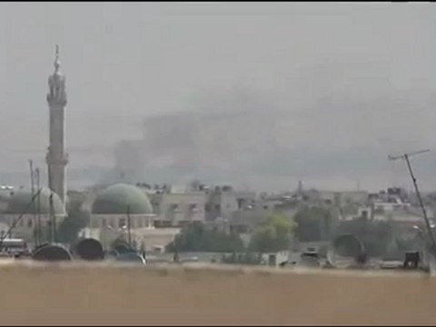 Syria فري برس حماه المحتلة أعمدة الدخان من جنوب الملعب 20 6 2012 Hama