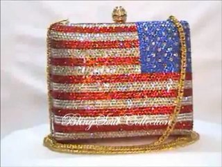 USA American Flag Crystal Evening Bag