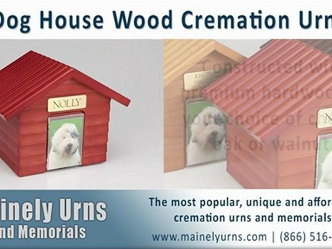 Wood Pet Cremation Urn - K-9 Cottage - Doghouse Style - Cherry, Oak and Walnut