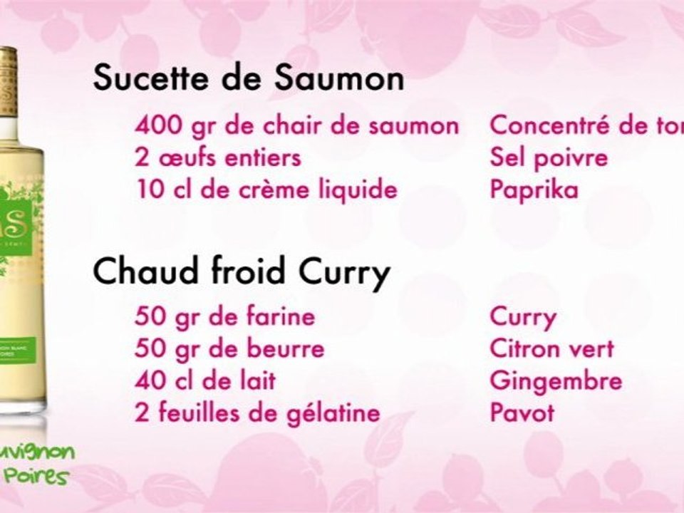 APERO SYMPA - RECETTE SUCETTE DE SAUMON + SAUVIGNON BLANC POIRES