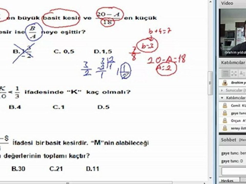 3.,4.,5. ve 6. Sınıf Canlı Matematik Dersleri(ilkogretimvideo.com)