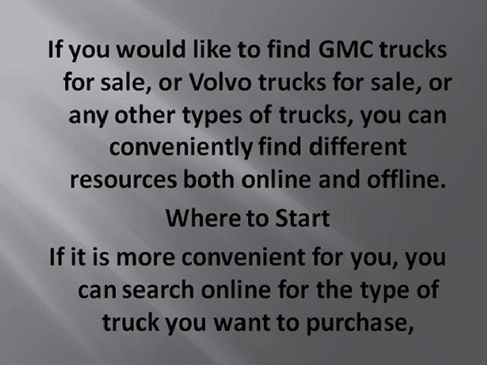 Finding Trucks for Sale