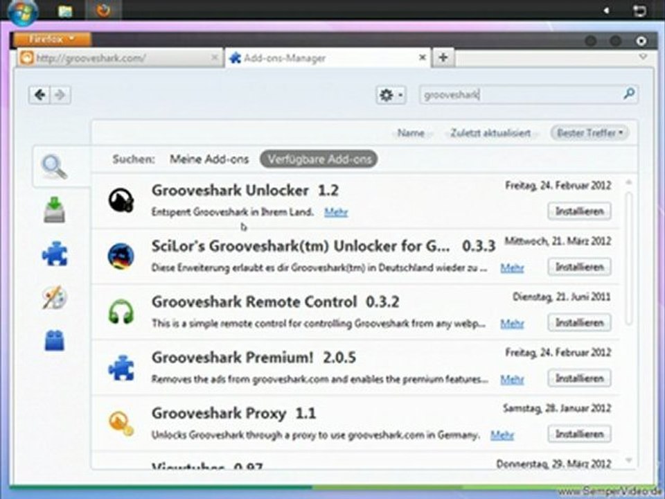 Firefox: Grooveshark freischalten