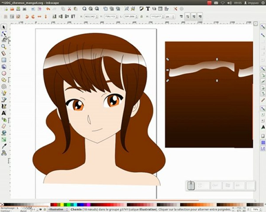 Tuto inkscape : réalisation d’un visage féminin (manga) – astuce cheveux