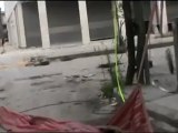 Syria فري برس حمص جورة الشياح طريق الموت  وقصف على المنازل بالصواريخ ودمار 24 6 2012 Homs