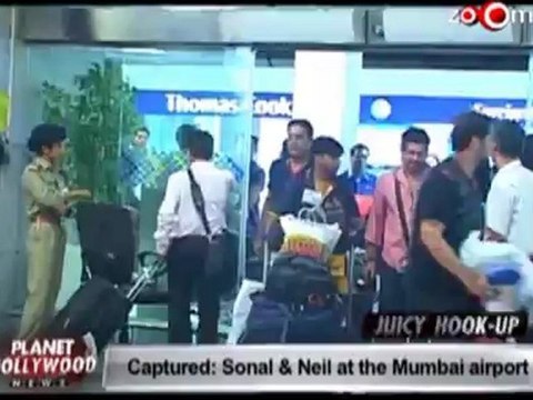 Sonal Chauhan & Neil Nitin Mukesh at the Mumbai airport